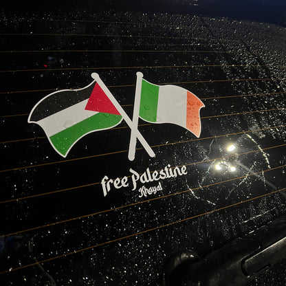 "FREE PALESTINE" IRISH X PALESTINIAN FLAG DECAL